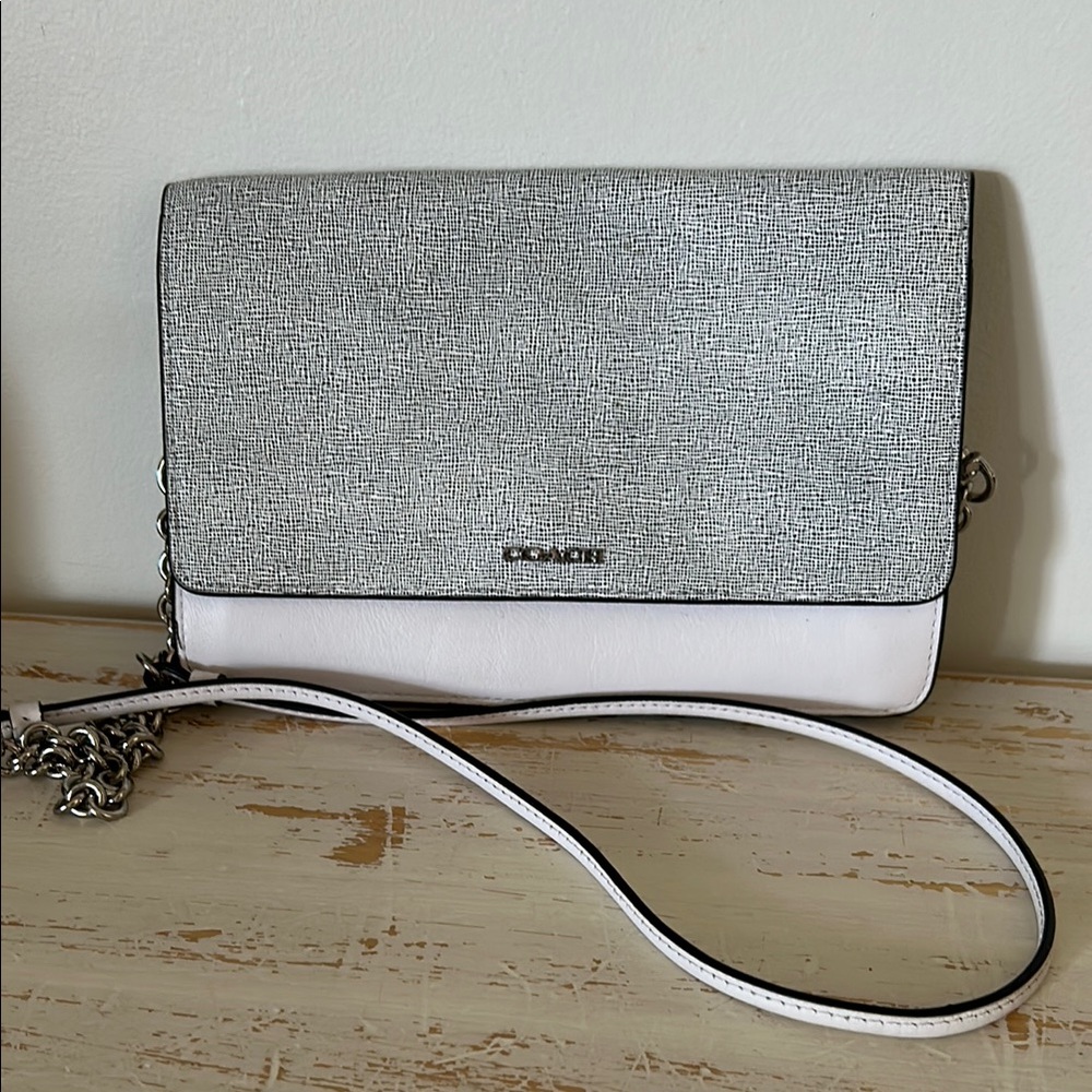 Coach Fold Over Clutch Chain Strap Crossbody Bag